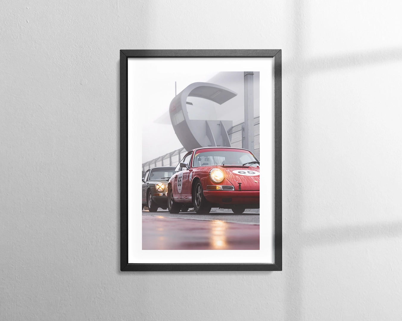 Air-cooled Porsche 911 Espíritu de Montjuïc fine art photograph in black frame with museum-grade paper and plexiglass glazing