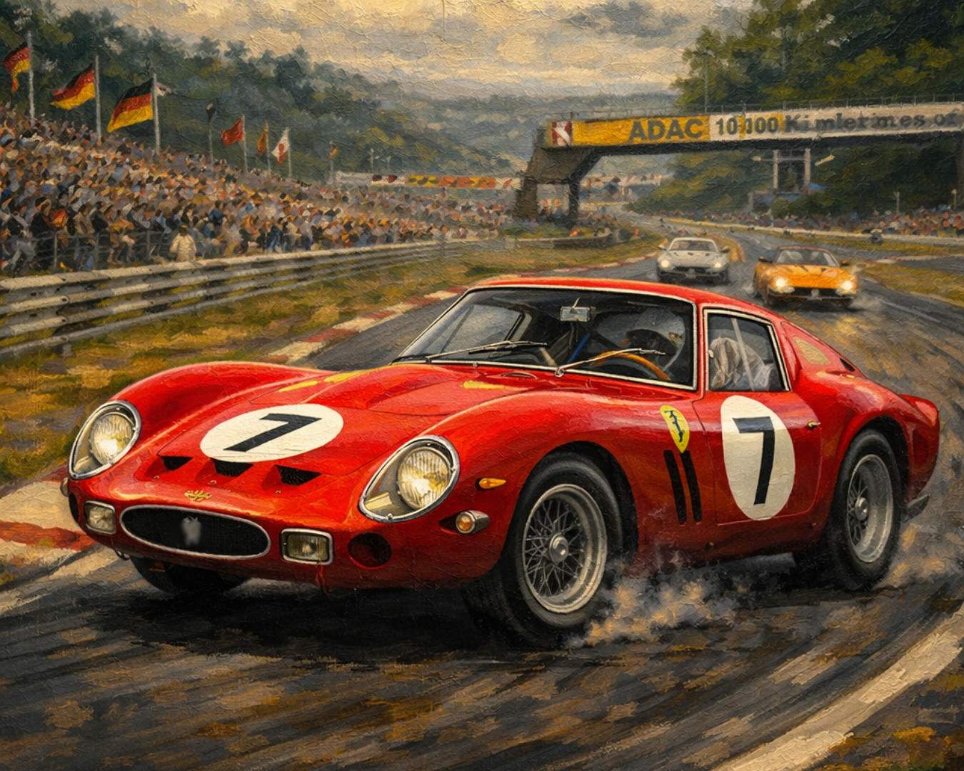 Ferrari 250 GTO chassis 3765LM Le Mans 1962 Scuderia Ferrari number 7 red livery minimalist art print by Invictus Heights