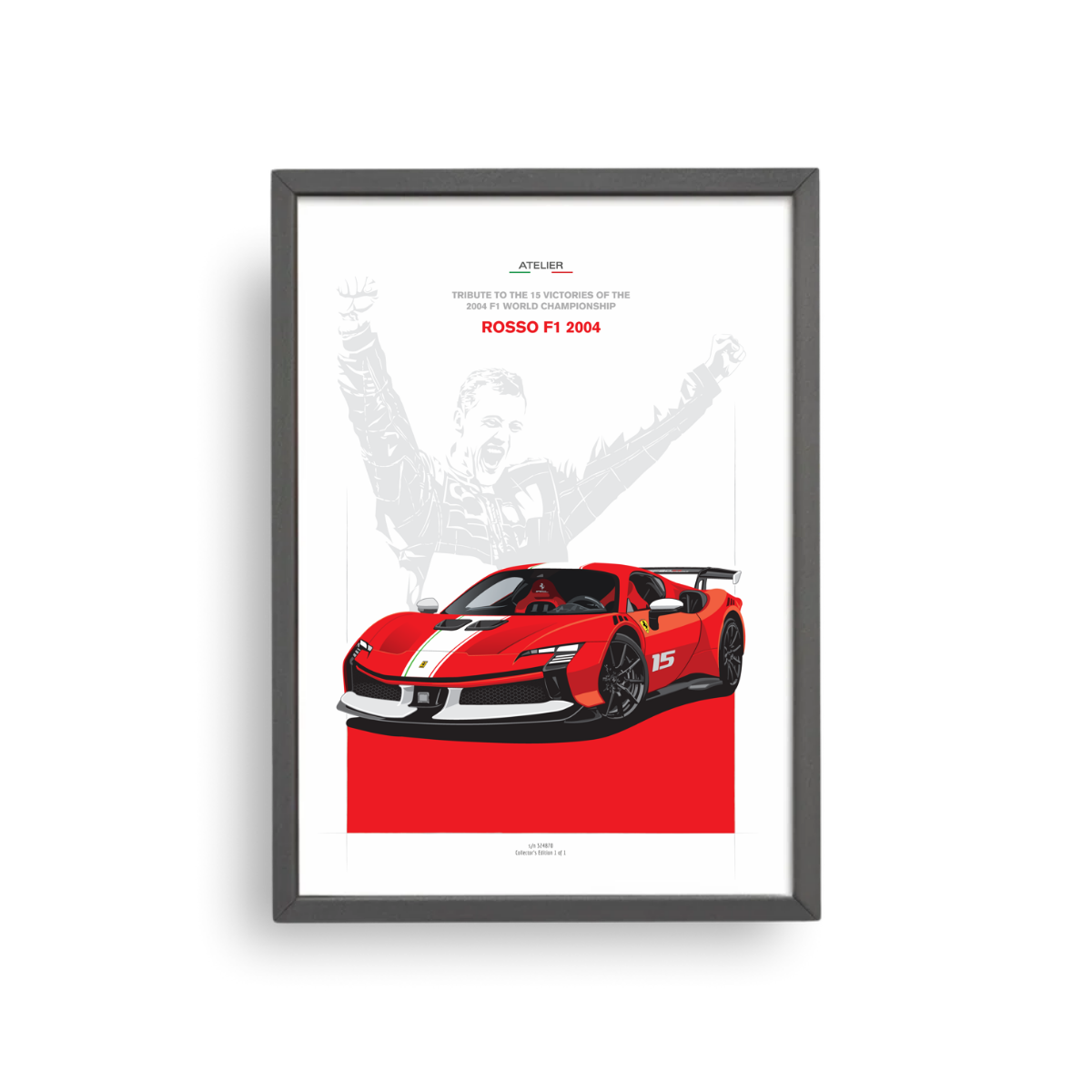 Bespoke Still Motion fine art commission featuring a Ferrari F1 tribute, custom-made for a private collector.