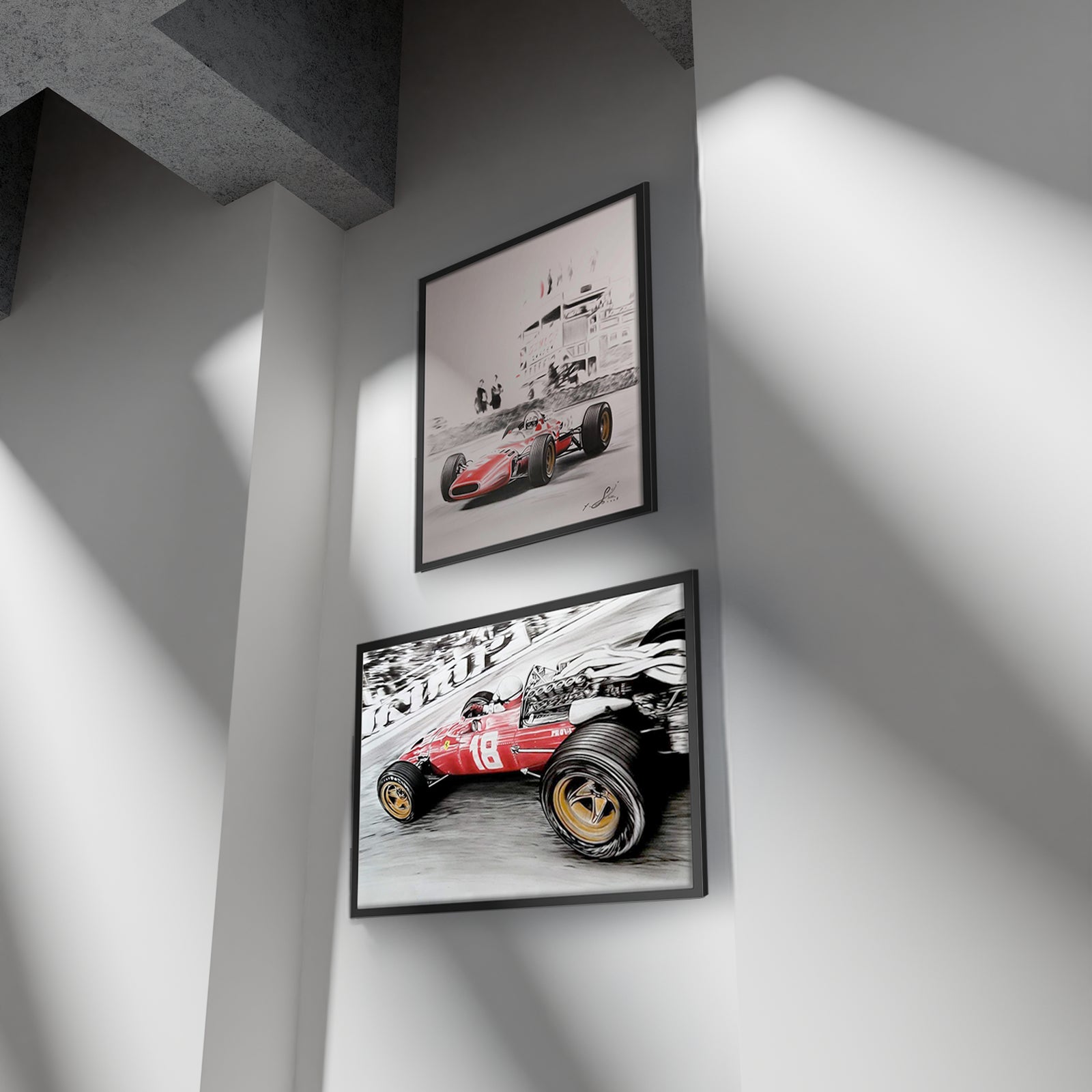 Curated hand-drawn motorsport illustrations by guest artists, offering small-batch fine art prints for serious collectors.