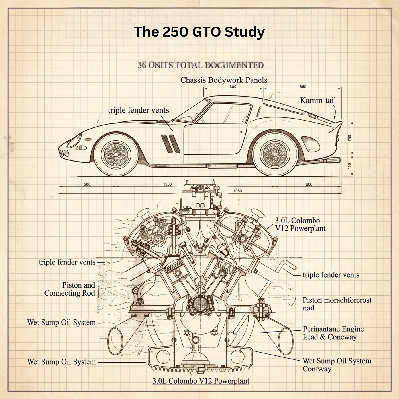 Technical archive study of the Ferrari 250 GTO lineage