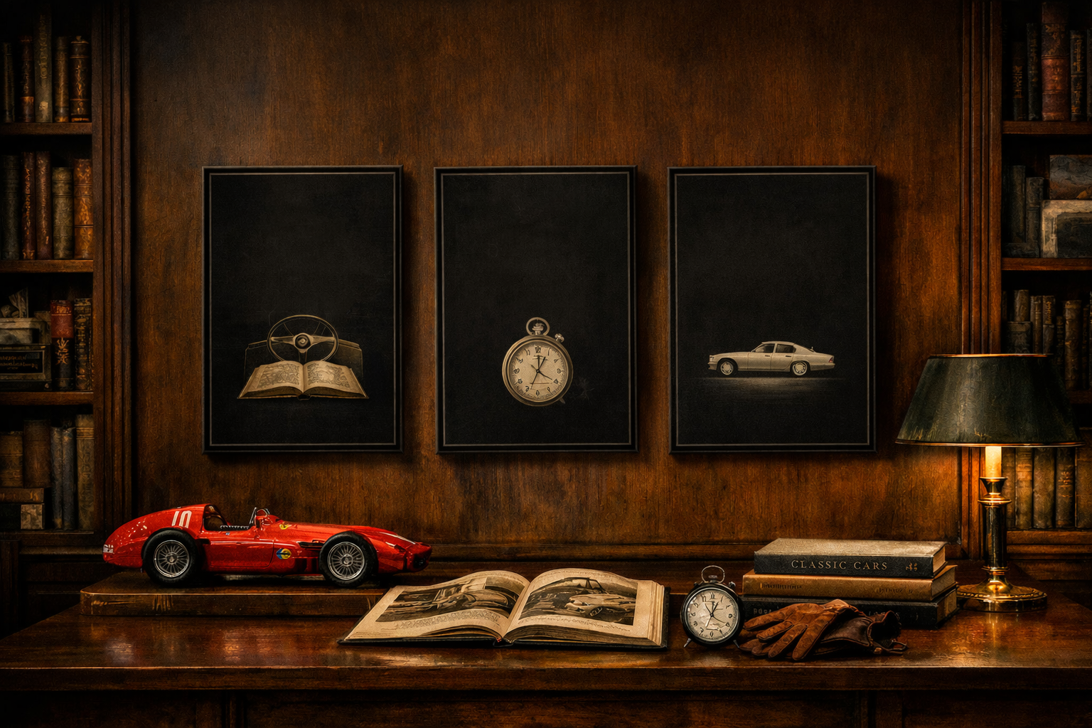 office desk features vintage items