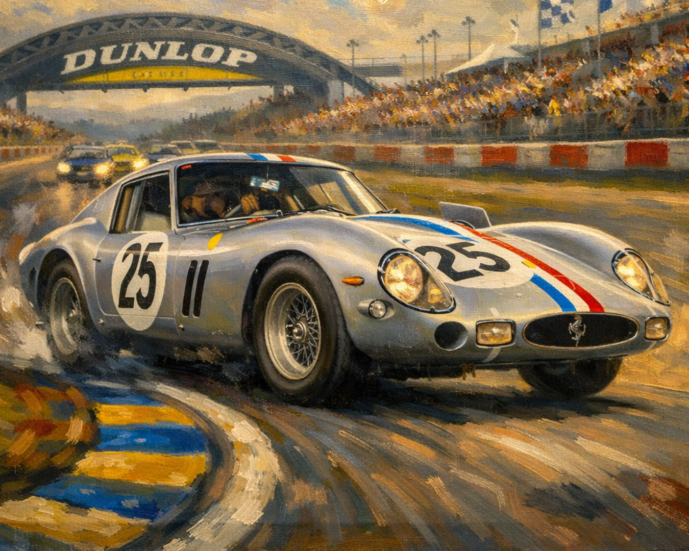 Ferrari 250 GTO chassis 4153GT Le Mans 1963 French tricolore livery minimalist art print by Invictus Heights