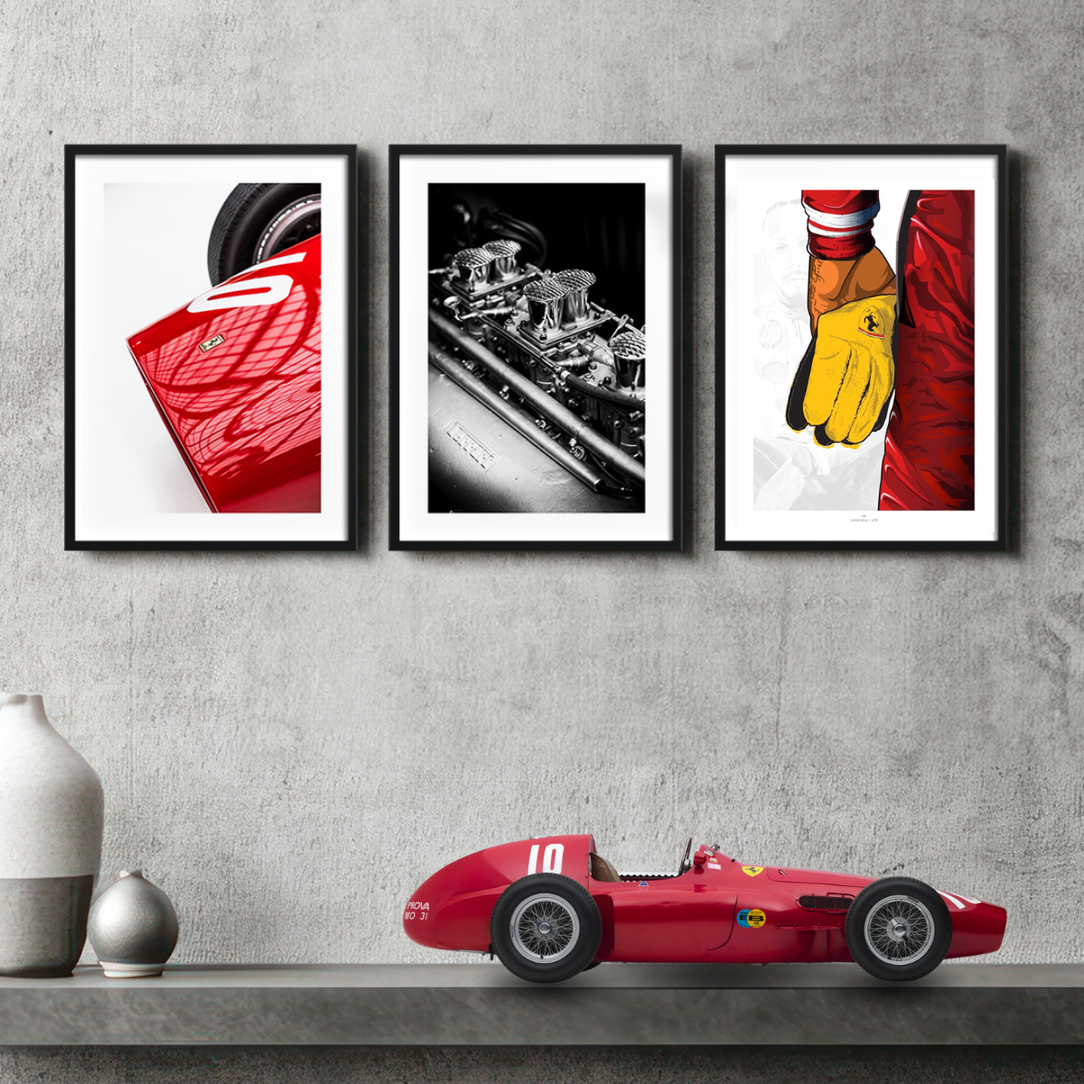 Limited edition Ferrari 555 Supersqualo fine art prints, museum-grade Maranello automotive photography.